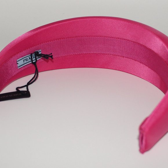 New Prada Fuchsia Pink Triangle Logo Re-Nylon Padded Headband main image 4